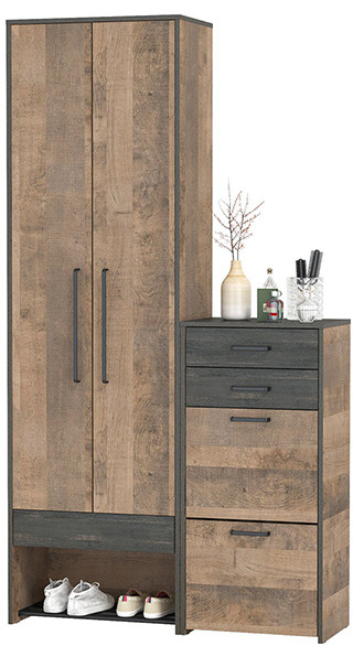 Трувор 13.328.02 Шкаф для одежды + 13.241.06 Тумба для обуви, дуб гранж песочный/интра