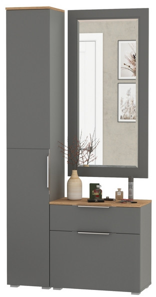 Октава Прихожая 42, серый графит/дуб крафт золотой/фасады МДФ серый графит