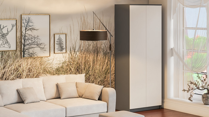 Мори Шкаф МШ800.1, цвет графит/белый, ШхГхВ 80,4х50,4х209,6 см.