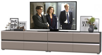 Сидней 13.63 + 13.63 Тумба под ТВ, корпус: антрацит/фасады: МДФ веллюто капучино