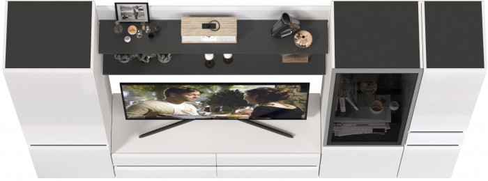 Сидней Комплектация № 061, корпус: белый/чёрный/фасады: МДФ белый глянец