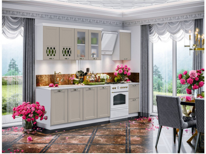 Кухня МДФ 2000 Милано Компоновка №2 (Белый, Белый)