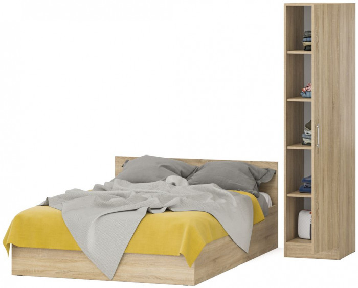 Кровать 1400 + Пенал Стандарт, дуб сонома