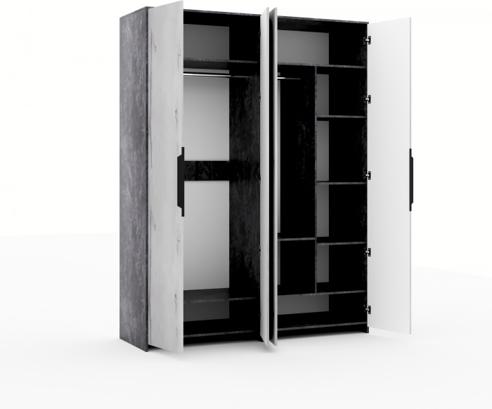 Шкаф для одежды 4-х дверный "Ривьера" - Ясень снежный/Графит
