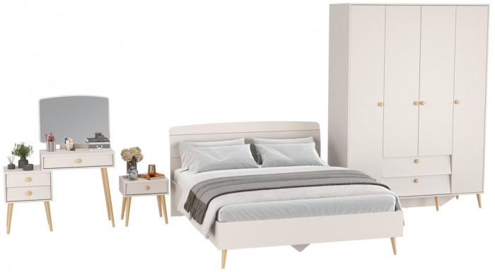 Афина Спальня 29-1600, цвет кашемир серый, сп.м. 1600х2000 мм., б/м, основание есть - фанера