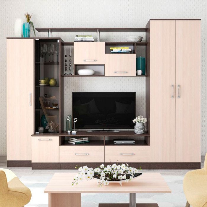 Гостиная Оскар-5 (2500*1920*450) венге/дуб молочный