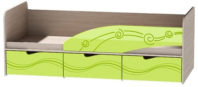 Детская кровать Бриз-3 80х190, волна (Антарктида/Белый/Правый)