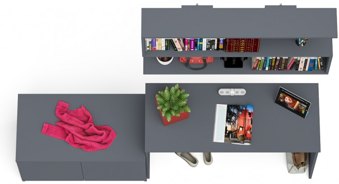 Мори Стол письменный МСП1200.1 + Тумба МА900.1 + Полка 1200, цвет графит, ШхГхВ 210,8х50,4х209,6 см., универсальная сборка