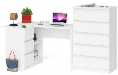 Мори компьютерный стол МС-16 левый + Комод МК700.5, белый