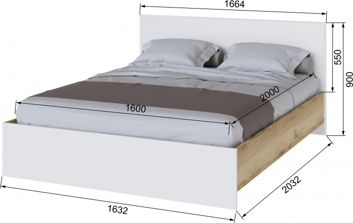 Плейона Кровать 1600 делано/белый