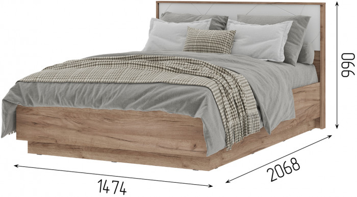 ОРЕГОН КР 01 1.4х2.0 (1474х990х2070) Фасад МДФ БЕЛЫЙ СУПЕРМАТ,ДУБ КРАФТ ТАБАЧНЫЙ/Корпус ДУБ КРАФТ ТАБАЧНЫЙ