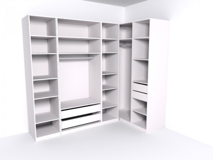 Гардеробная Рум. Комплект 3.1 без фасадов, белый