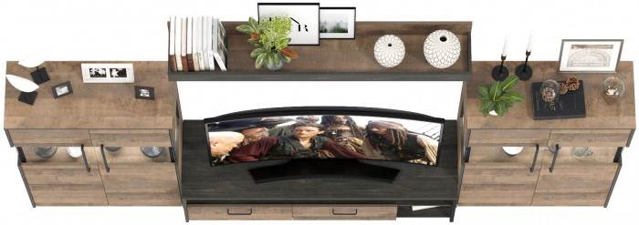 Трувор Гостиная 067, цвет дуб гранж песочный/интра, ШхГхВ 321,4х45,4х195 см., универсальная сборка