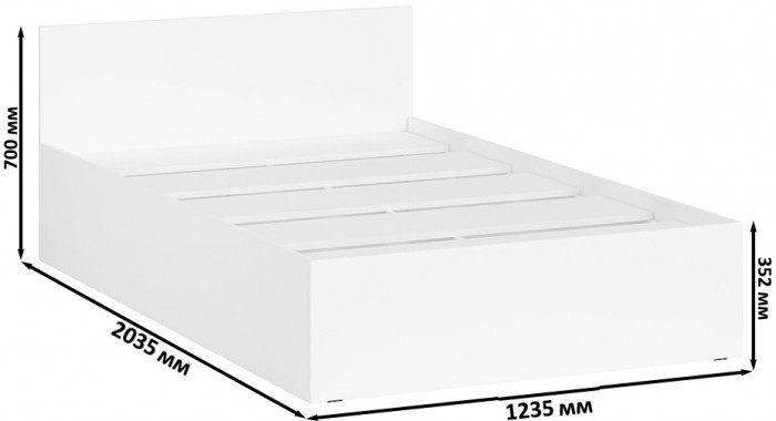 Мори Кровать 1200, цвет белый, ШхГхВ 123,5х203,5х70 см., сп.м. 1200х2000 мм., без матраса, основание есть