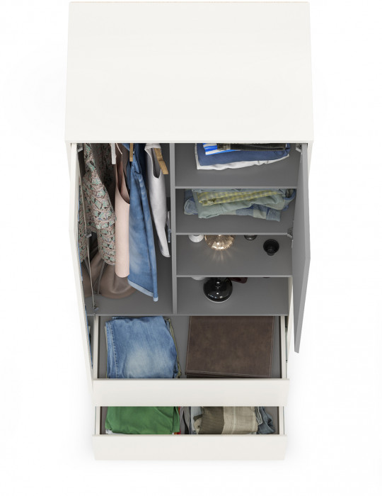 Торонто 13.333 Шкаф для одежды, белый шагрень/стальной серый