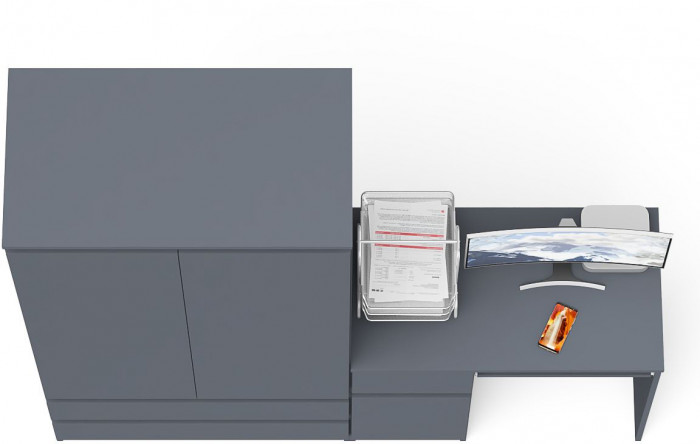 Мори компьютерный стол МС-1 левый + Шкаф МШ900.1, графит