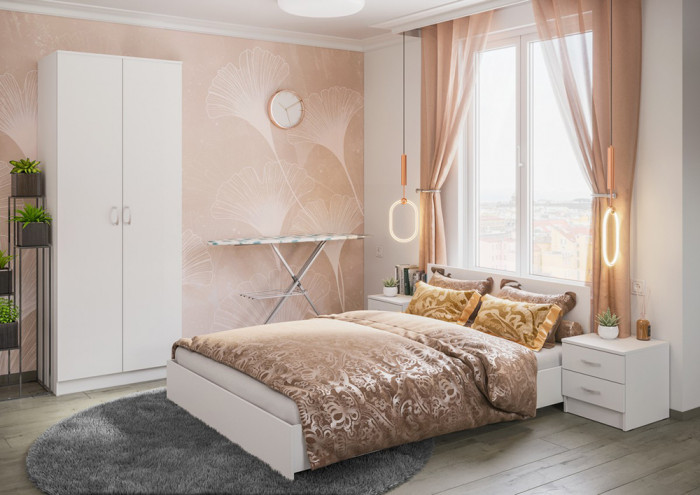 Кровать 160х200 с основанием ЛДСП Ронда КР-160, белый