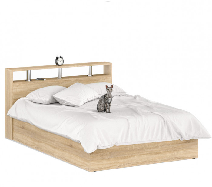 Камелия Кровать 1400, цвет дуб сонома, ШхГхВ 143,5х217х78,2 см., сп.м. 1400х2000 мм., без матраса, основание есть