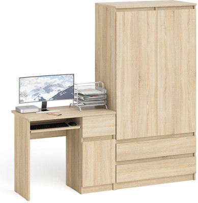 Мори компьютерный стол МС-1 правый + Шкаф МШ900.1, дуб сонома