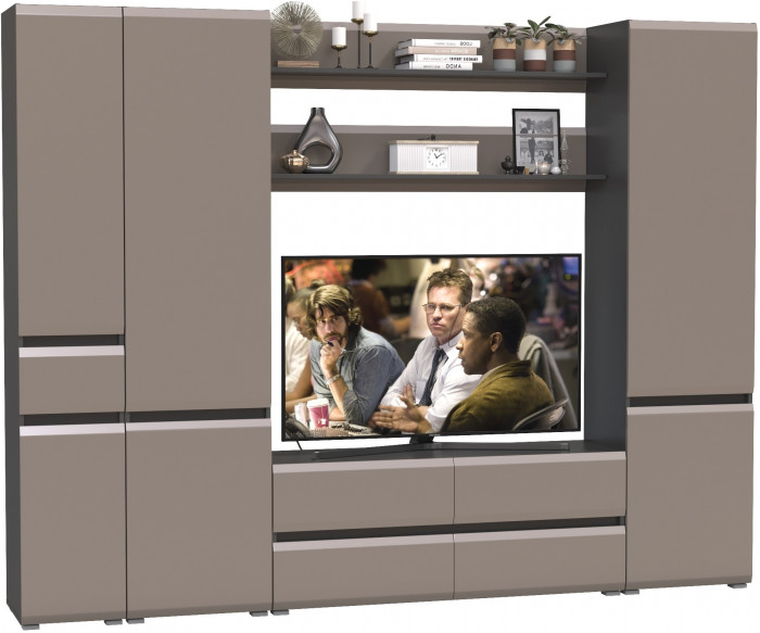 Сидней Комплектация № 063, корпус: антрацит/фасады: МДФ веллюто капучино