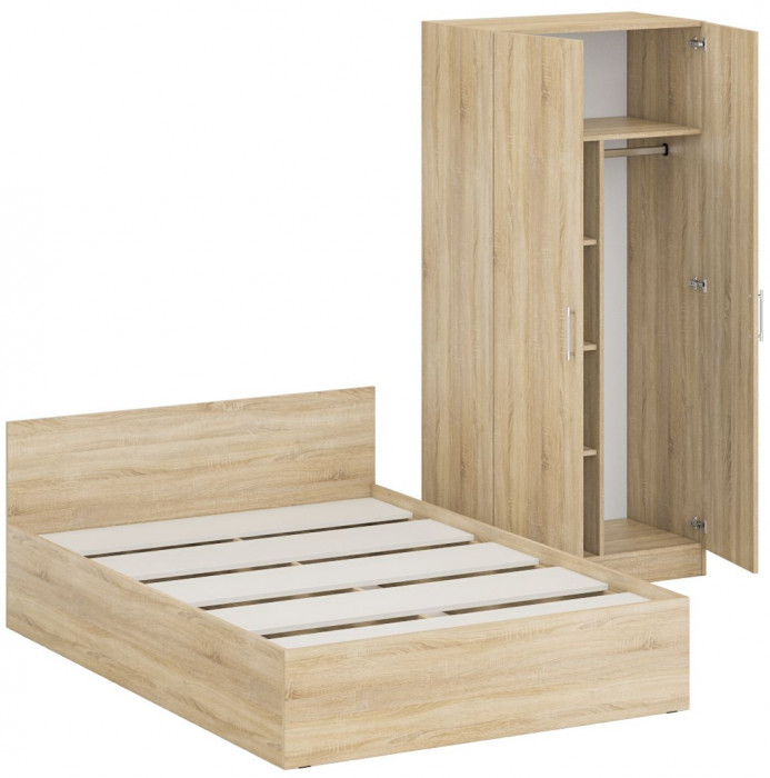 Кровать 1400 + Шкаф 2-х створчатый Стандарт, дуб сонома