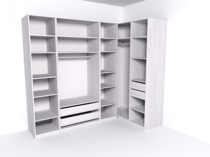 Гардеробная Рум. Комплект 3.1 без фасадов, ясень