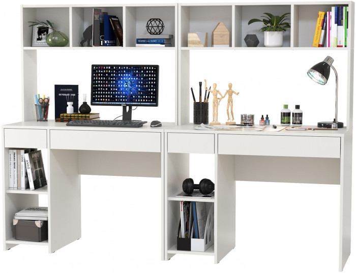 компьютерный стол Комфорт 12.77F + компьютерный стол Комфорт 12.77F, белый шагрень