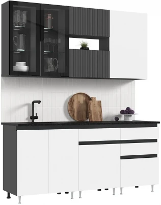 Кухня Техно-6 2,0м Графит/Белый снег софт/Графит софт