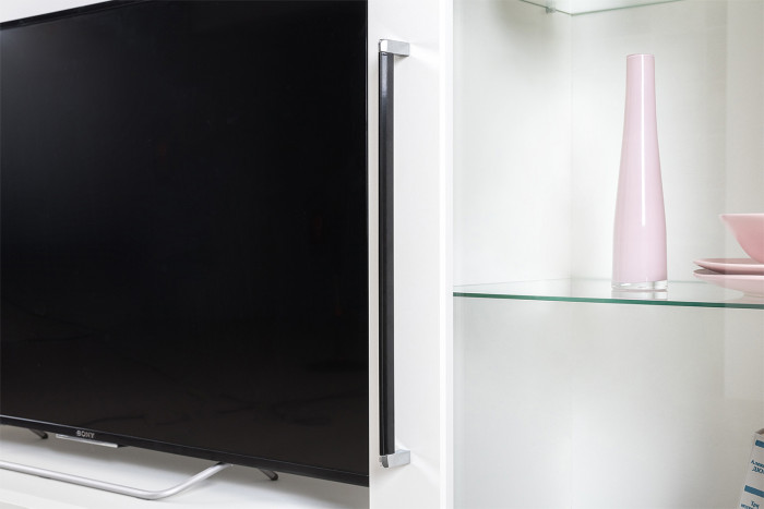 Валенсия Гостиная № 055, цвет ЛДСП белый шагрень/МДФ белый шагрень, ШхГхВ 188,1х38,3х225,2 см., универсальная сборка