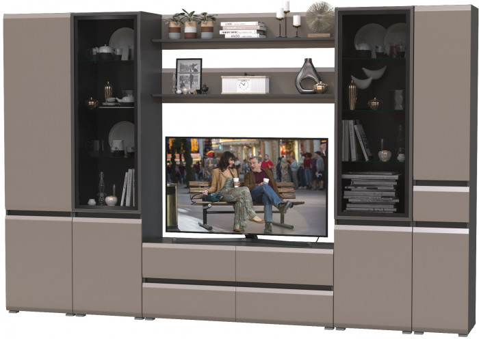 Сидней Комплектация № 064, корпус: антрацит/фасады: МДФ веллюто капучино