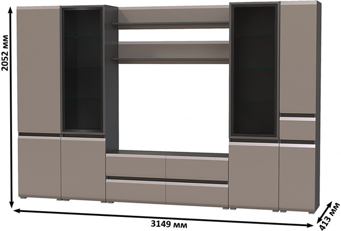Сидней Комплектация № 064, корпус: антрацит/фасады: МДФ веллюто капучино