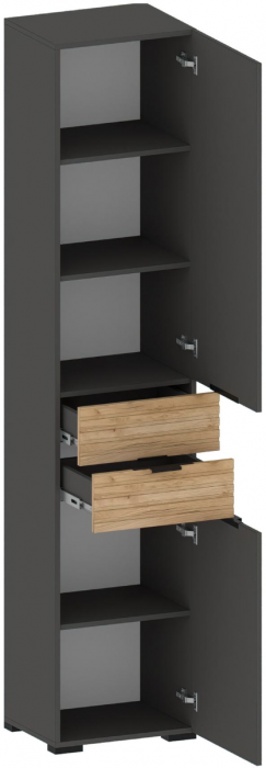 Ома Шкаф-пенал ШК-3615 с ящиками, Графит/Дуб Тортуга