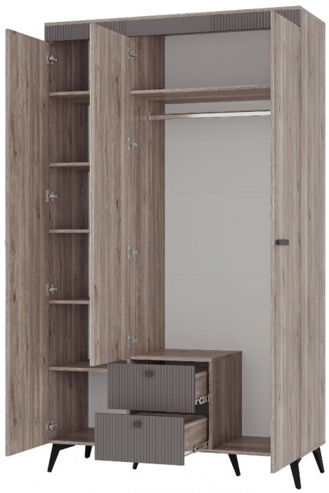 Шкаф 3-х створчатый Кассандра ШК-08, Дуб смоки, МФ14