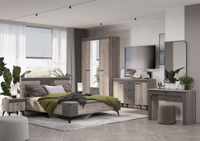 Шкаф 3-х створчатый Кассандра ШК-08, Дуб смоки, МФ14