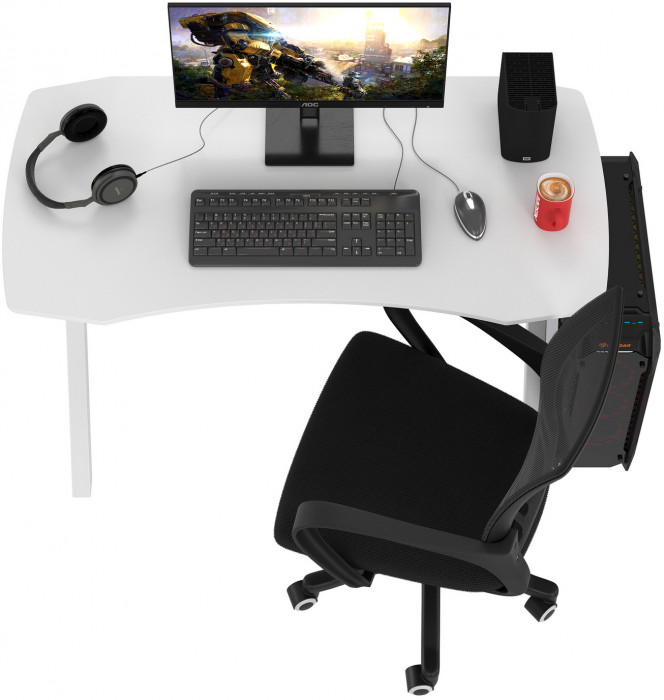 Игровой стол Мебель--24 GT-2310 + кресло компьютерное 103 чёрное, цвет белый, ШхГхВ 120х60х73 + 59х56х83-94 см.