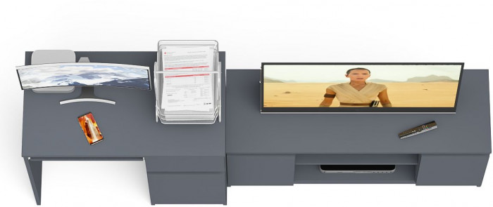 Мори Стол компьютерный МС-1 правый + Тумба МТВ1200.1, цвет графит, ШхГхВ 210,4х50х76,6 см., выдвижной ящик справа, НЕ универсальная сборка