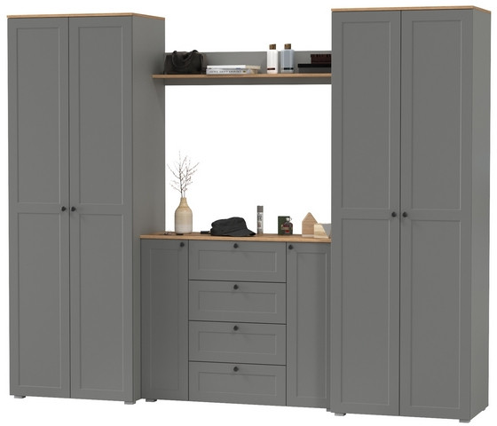 Остин Прихожая 73, серый графит/дуб крафт золотой