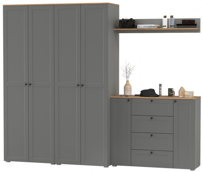 Остин Прихожая 73, серый графит/дуб крафт золотой