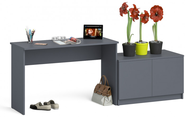 Мори Стол письменный МСП1200.1 + Тумба МА900.1, цвет графит, ШхГхВ 210,8х50,4х76,6 см., универсальная сборка