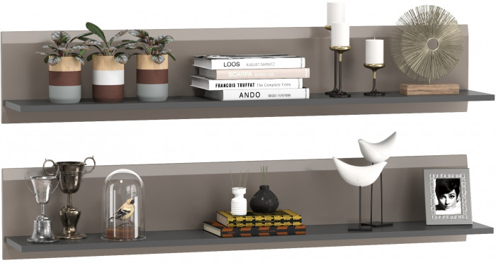 Сидней 16.486 Полка 2 штуки, антрацит/МДФ веллюто капучино