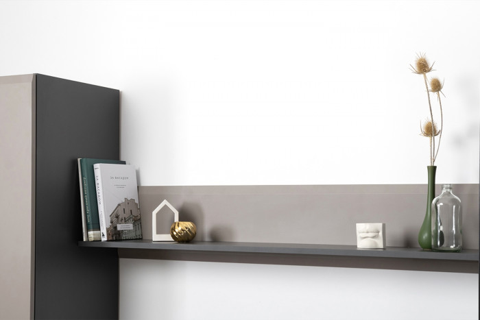 Сидней 16.486 Полка 2 штуки, антрацит/МДФ веллюто капучино