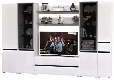 Сидней Комплектация № 064, корпус: белый/чёрный/фасады: МДФ белый глянец