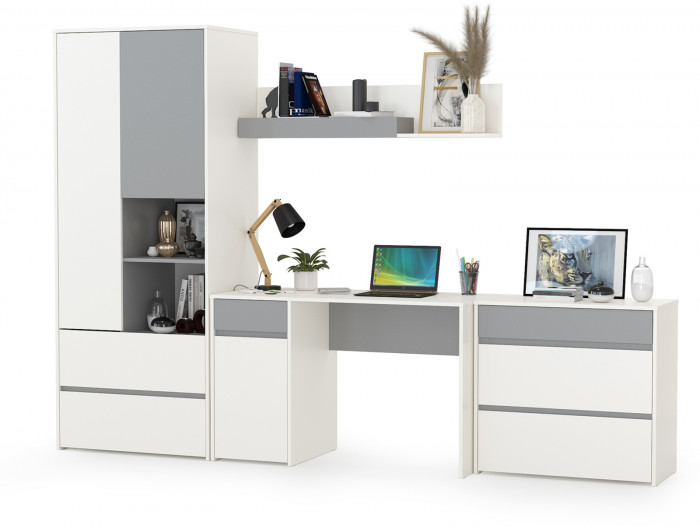 Торонто Компоновка № 03, белый шагрень/стальной серый