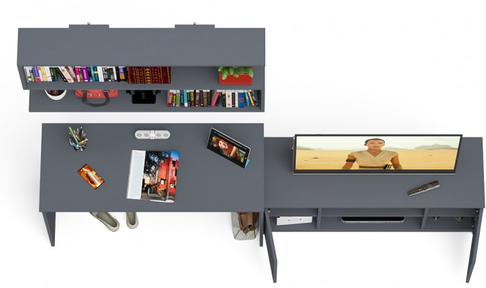 Мори письменный стол МСП1200.1 + Тумба МТВ1200.1 + Полка 1200, графит