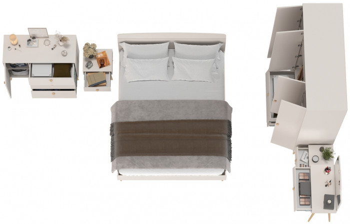 Афина Спальня 31-1600, цвет кашемир серый, сп.м. 1600х2000 мм., б/м, основание есть - фанера