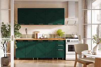 Кухня Ирис 2,0м (490), Дуб Крафт/Браш Мени Грин (Дуб вотан)