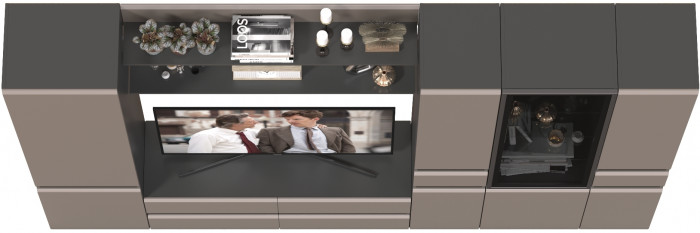 Сидней Комплектация № 065, корпус: антрацит/фасады: МДФ веллюто капучино