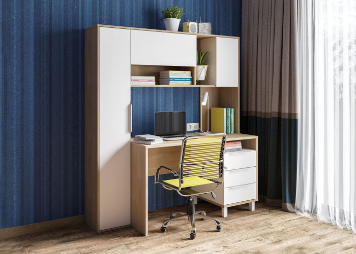 компьютерный стол Комфорт 12.95N, дуб сонома/белый