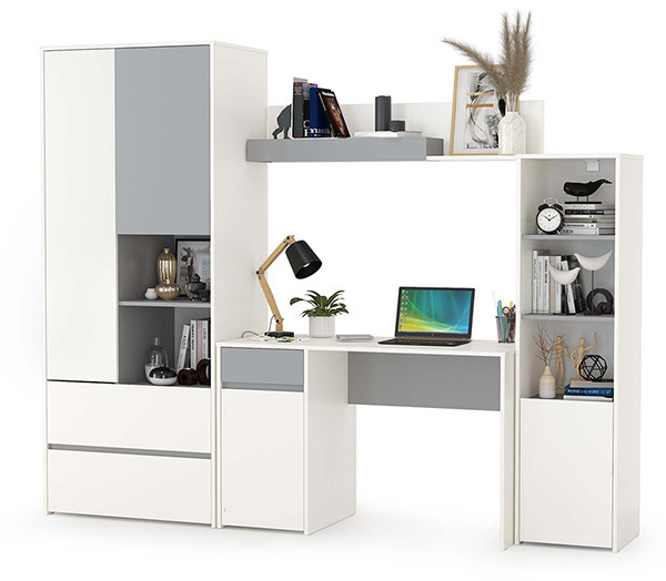 Торонто Компоновка № 04, белый шагрень/стальной серый