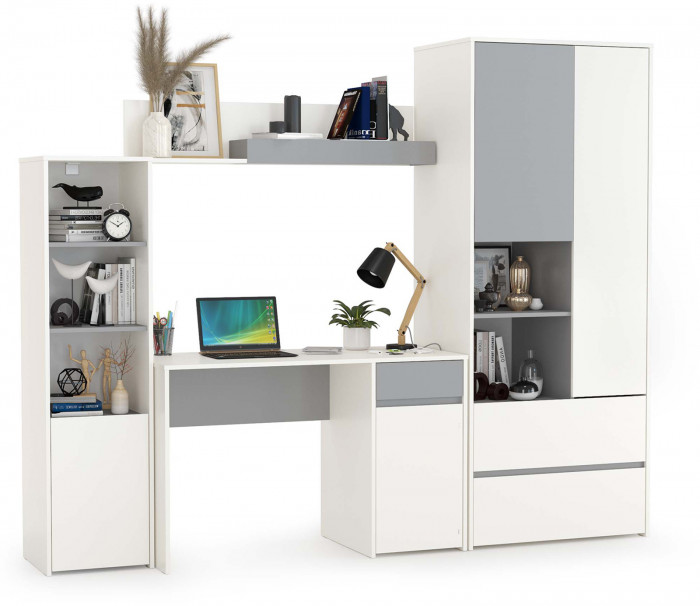 Торонто Компоновка № 04, белый шагрень/стальной серый